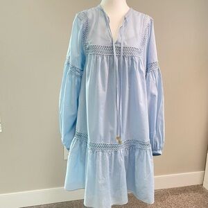 Michael Kors Cottagecore Boho Babydoll Lace-Trim Dress, Cotton Lined — Size M